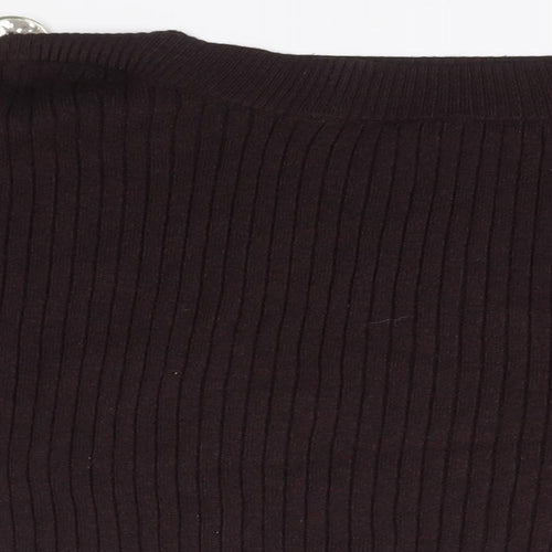 F&F Womens Black Round Neck Striped Viscose Pullover Jumper Size 10