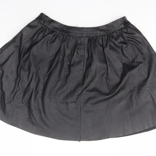 Topshop Womens Black  Polyurethane A-Line Skirt Size 10