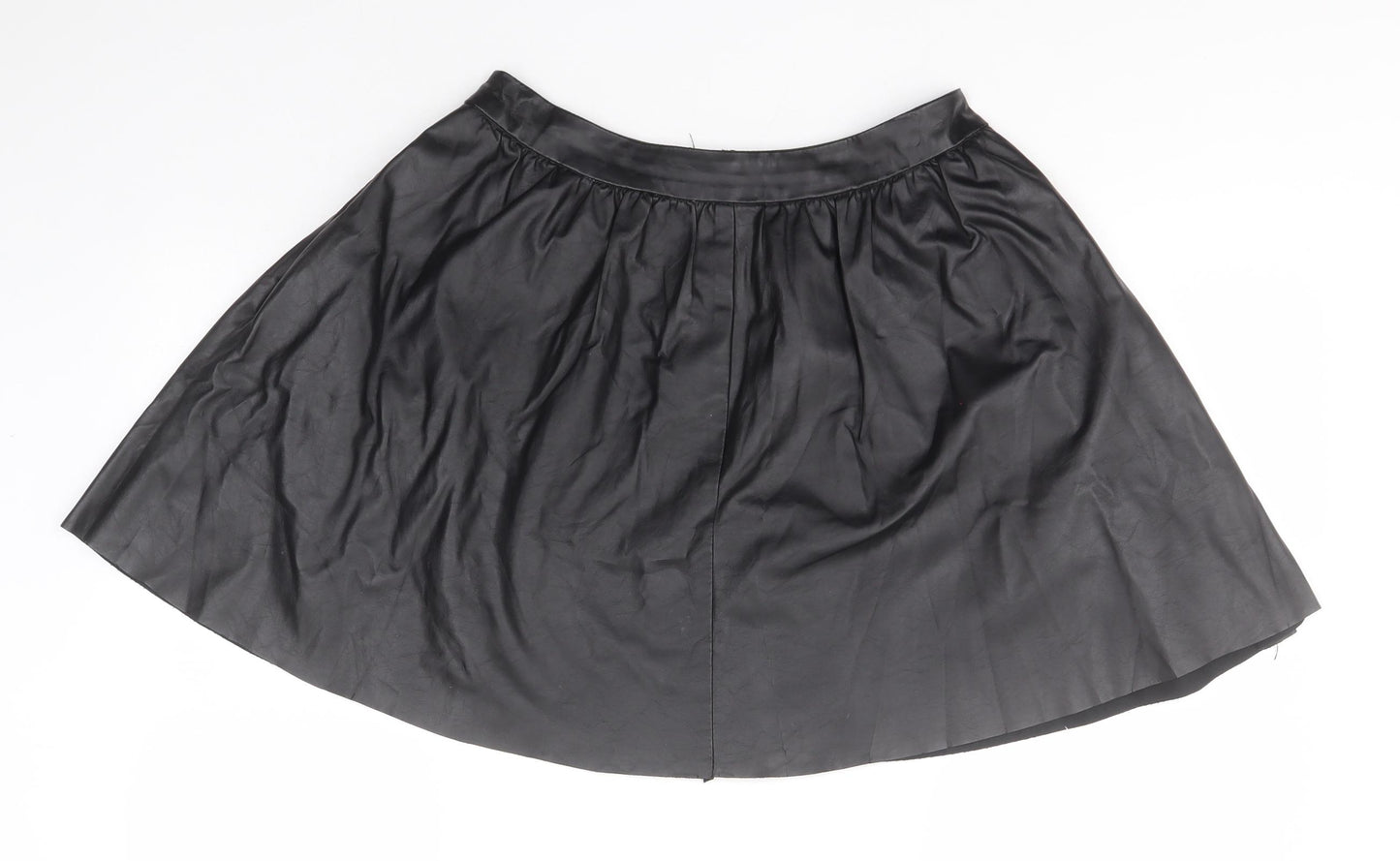 Topshop Womens Black  Polyurethane A-Line Skirt Size 10