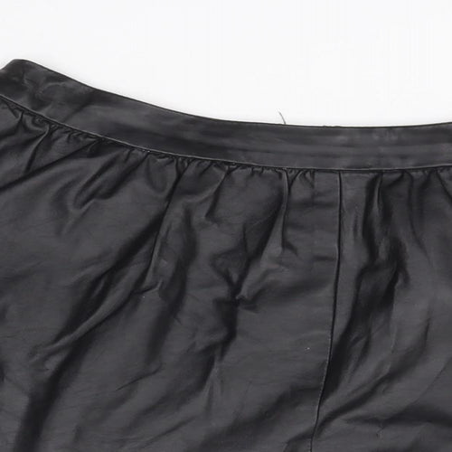 Topshop Womens Black  Polyurethane A-Line Skirt Size 10