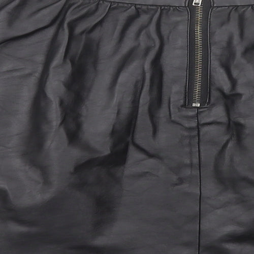 Topshop Womens Black  Polyurethane A-Line Skirt Size 10