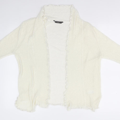 Tigi Womens Ivory Collared  Acrylic Cardigan Jumper Size 14