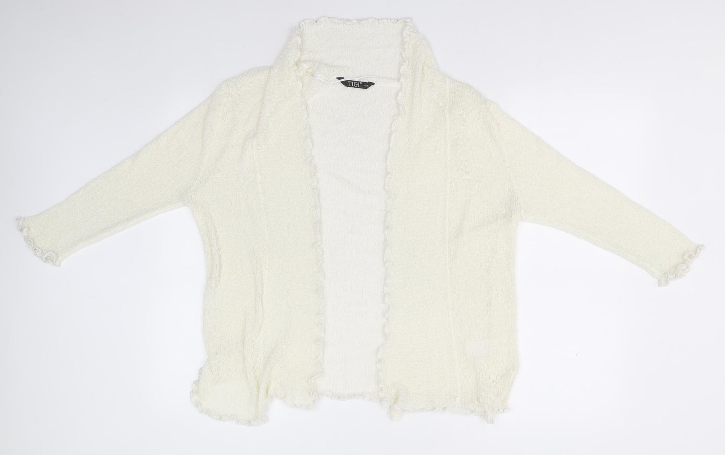 Tigi Womens Ivory Collared  Acrylic Cardigan Jumper Size 14