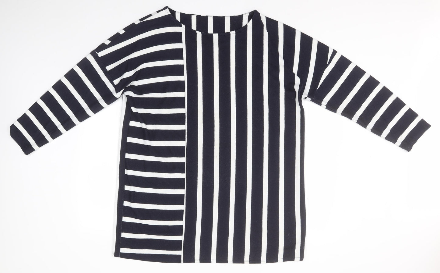 F&F Womens Blue Round Neck Striped Polyester Pullover Jumper Size 18