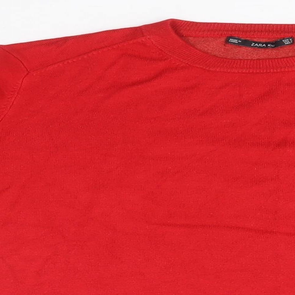 Zara Womens Red Round Neck  Viscose Pullover Jumper Size M