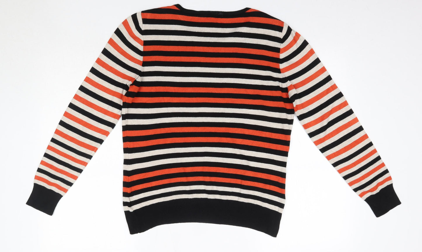 Wallis Womens Multicoloured Round Neck Striped Viscose Pullover Jumper Size 14