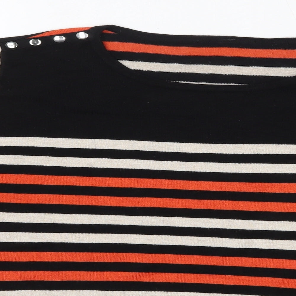 Wallis Womens Multicoloured Round Neck Striped Viscose Pullover Jumper Size 14