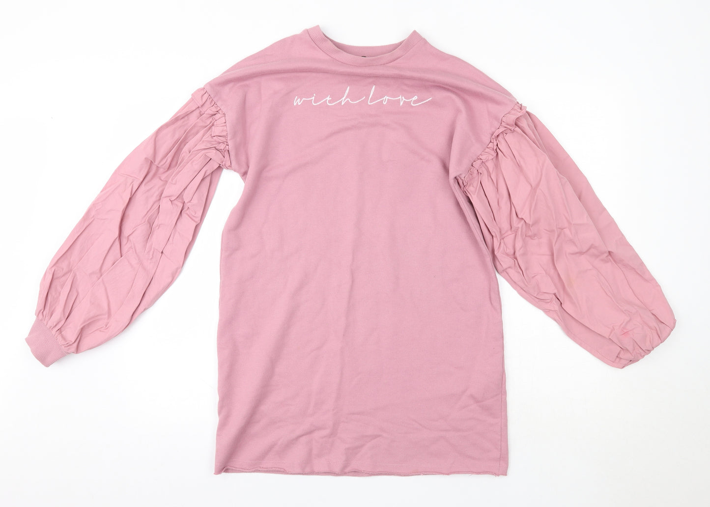 Lipsy London Womens Pink  Cotton Jumper Dress  Size 6  Round Neck