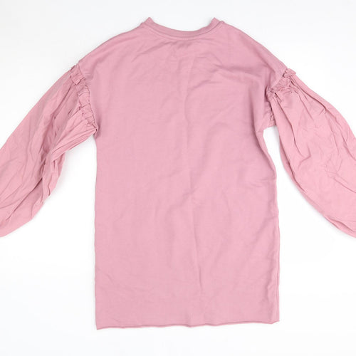 Lipsy London Womens Pink  Cotton Jumper Dress  Size 6  Round Neck