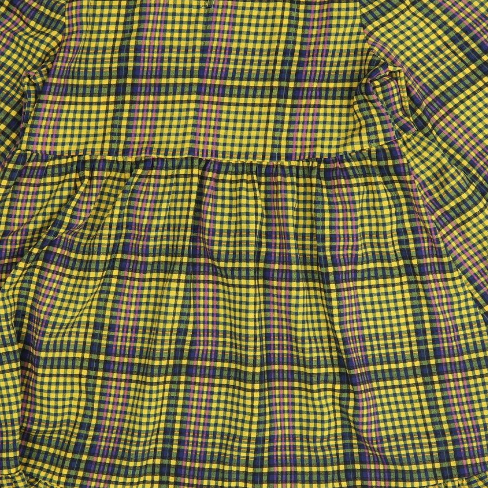 NEXT Girls Yellow Check Polyester Shirt Dress  Size 11 Years  Collared
