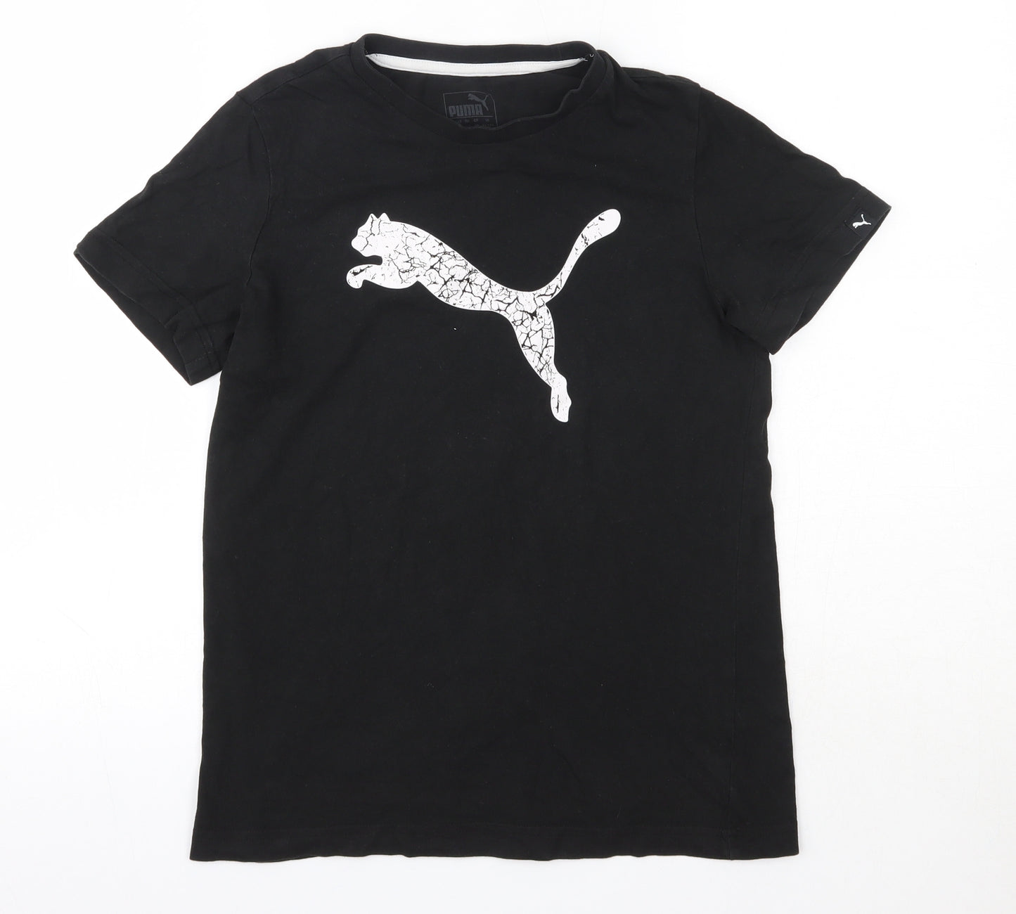 PUMA Boys Black  100% Cotton Basic T-Shirt Size 11-12 Years Round Neck