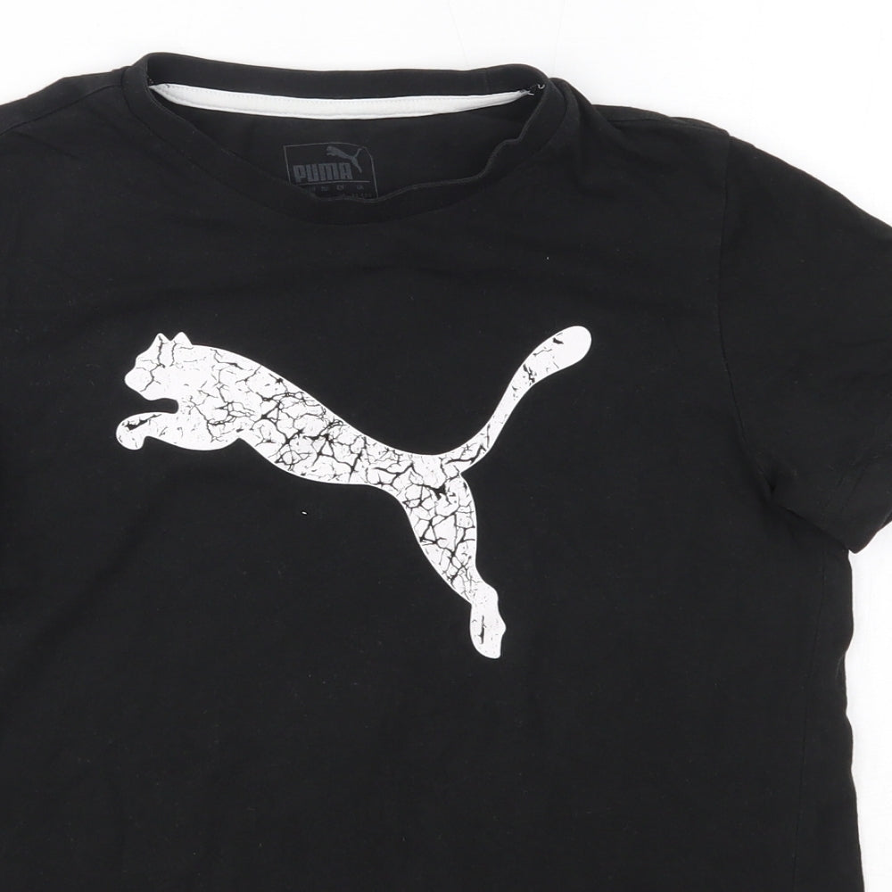 PUMA Boys Black  100% Cotton Basic T-Shirt Size 11-12 Years Round Neck