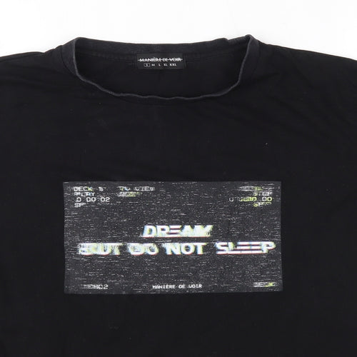 Maniere De Voir Mens Black  Cotton  T-Shirt Size S Round Neck  - Dream But Do Not Sleep
