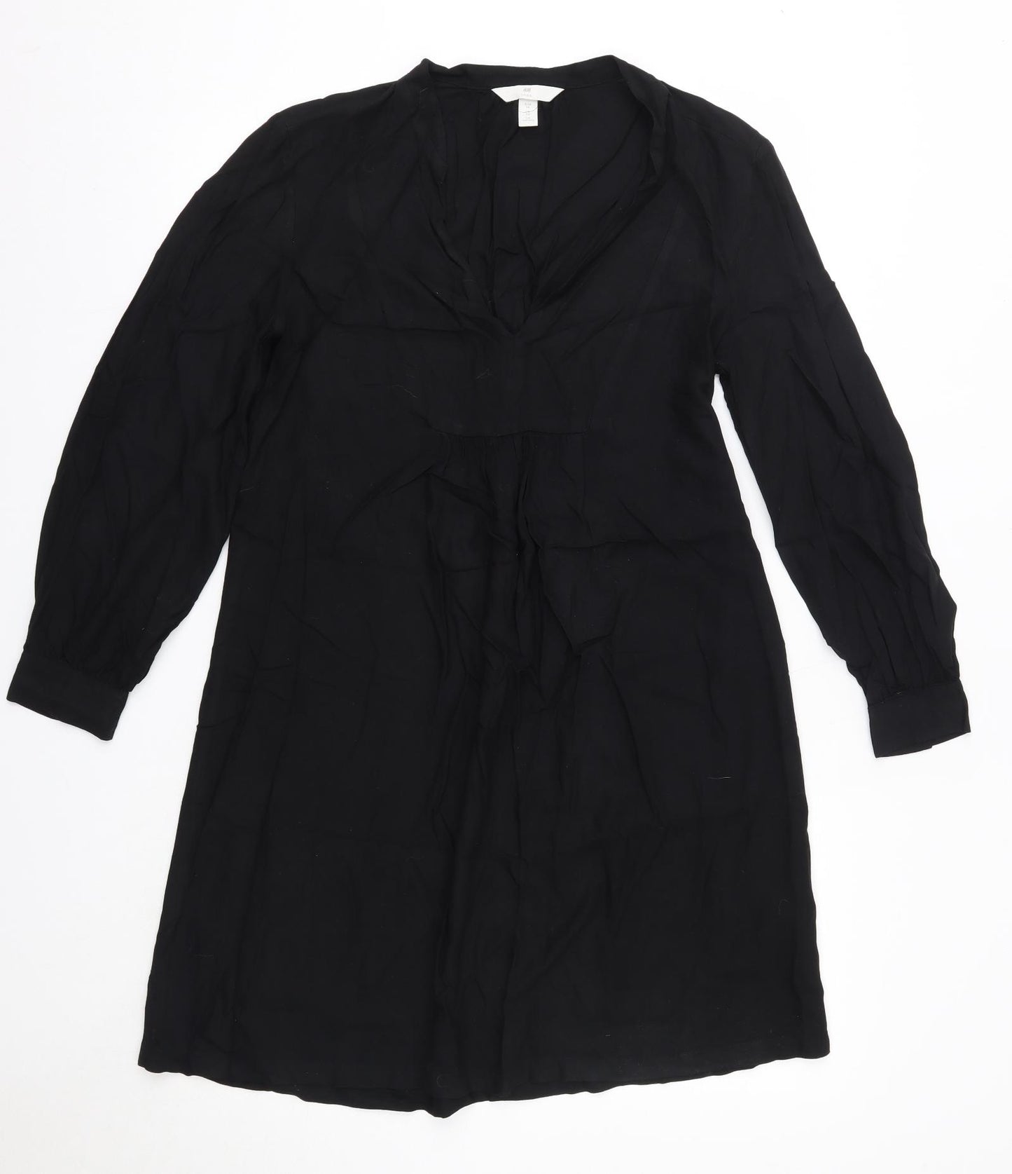 H&M Womens Black  Viscose Shirt Dress  Size XS  V-Neck