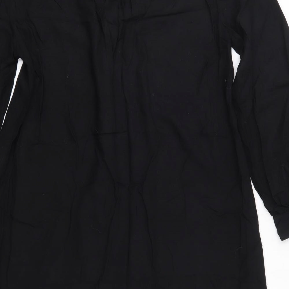 H&M Womens Black  Viscose Shirt Dress  Size XS  V-Neck