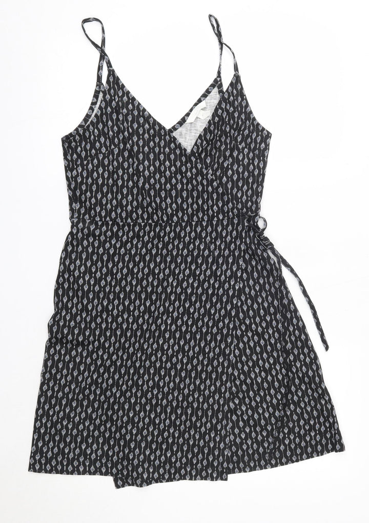 H&M Womens Black Cotton A-Line Size S V-Neck