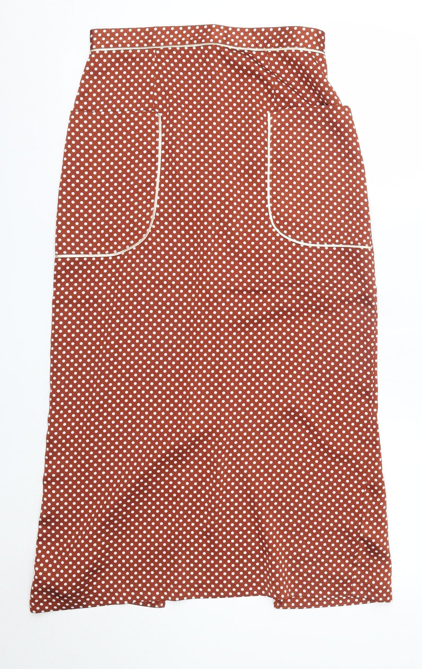 H&M Womens Orange Polka Dot Polyester Straight & Pencil Skirt Size 10