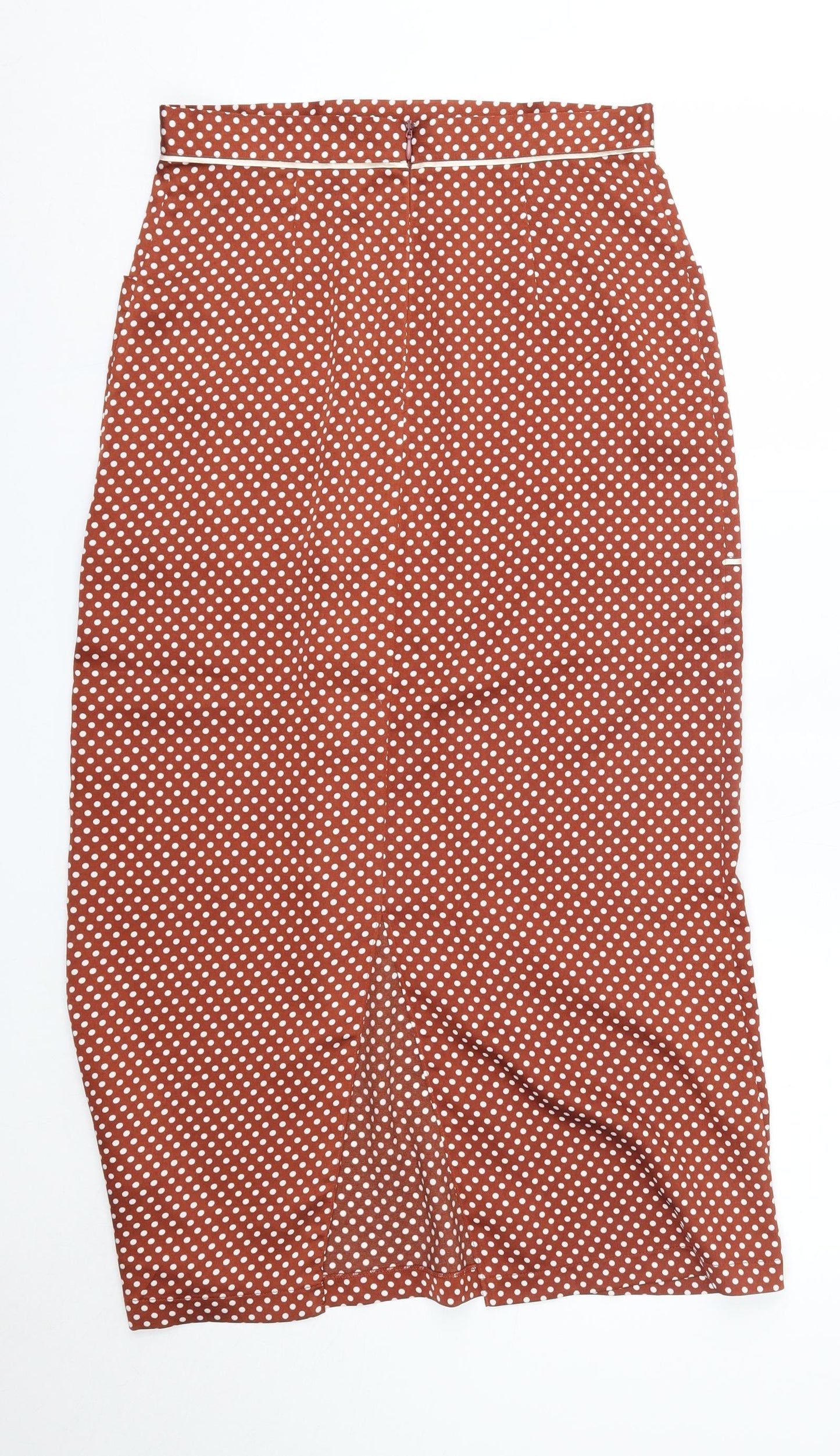 H&M Womens Orange Polka Dot Polyester Straight & Pencil Skirt Size 10