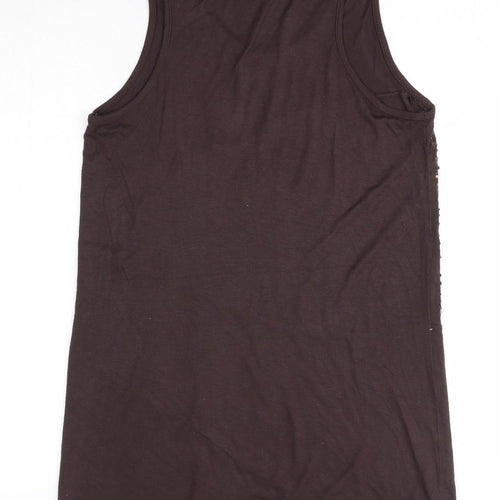 Preworn Womens Brown  Viscose Tank Dress  Size 10  Round Neck