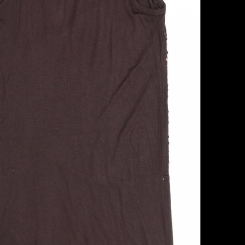 Preworn Womens Brown  Viscose Tank Dress  Size 10  Round Neck