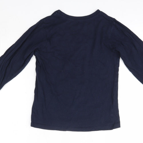 Preworn Girls Blue  100% Cotton Basic Blouse Size 10-11 Years Round Neck  - Unicorns