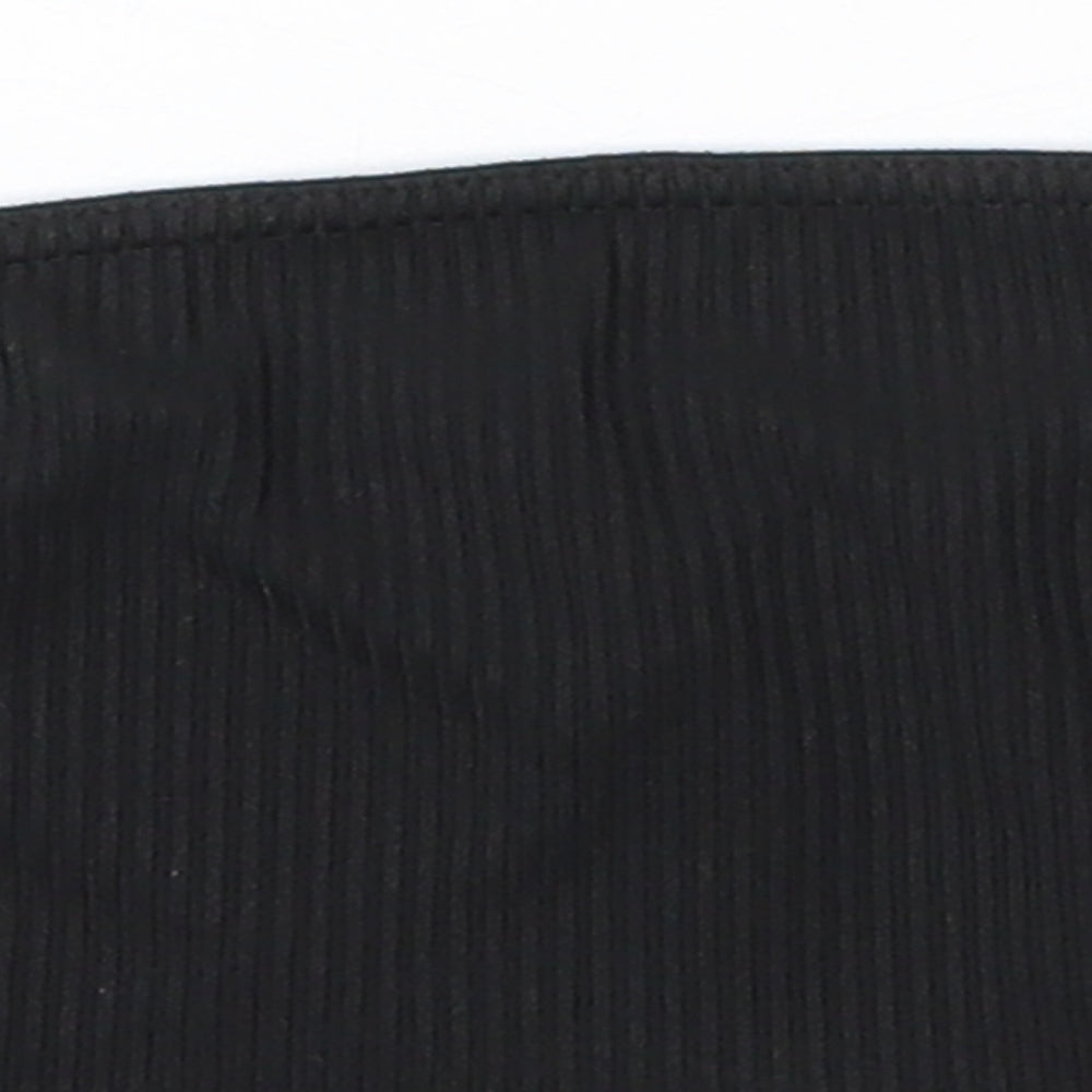 PRETTYLITTLETHING Womens Black  Polyester Basic Blouse Size 4 Off the Shoulder - Bandeau