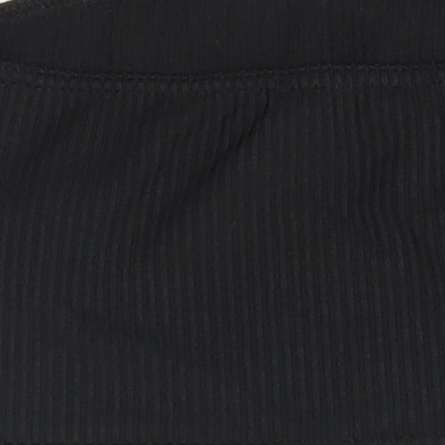 PRETTYLITTLETHING Womens Black  Polyester Basic Blouse Size 4 Off the Shoulder - Bandeau