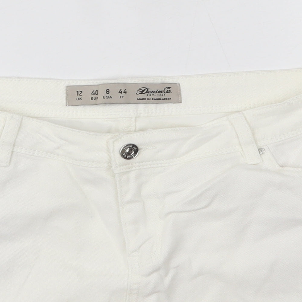 Primark Womens White  Cotton Boyfriend Shorts Size 12  Regular