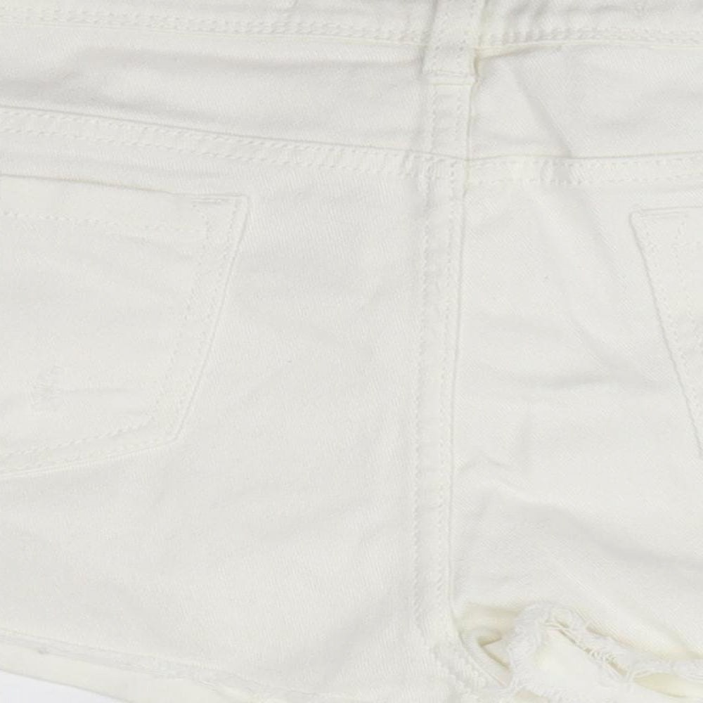 Primark Womens White  Cotton Boyfriend Shorts Size 12  Regular
