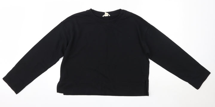 H&M Womens Black Round Neck 100% Cotton Pullover Jumper Size S
