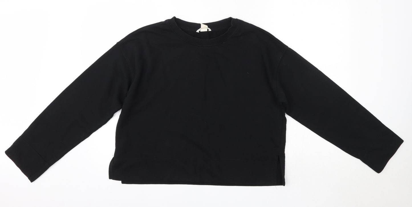 H&M Womens Black Round Neck  100% Cotton Pullover Jumper Size S