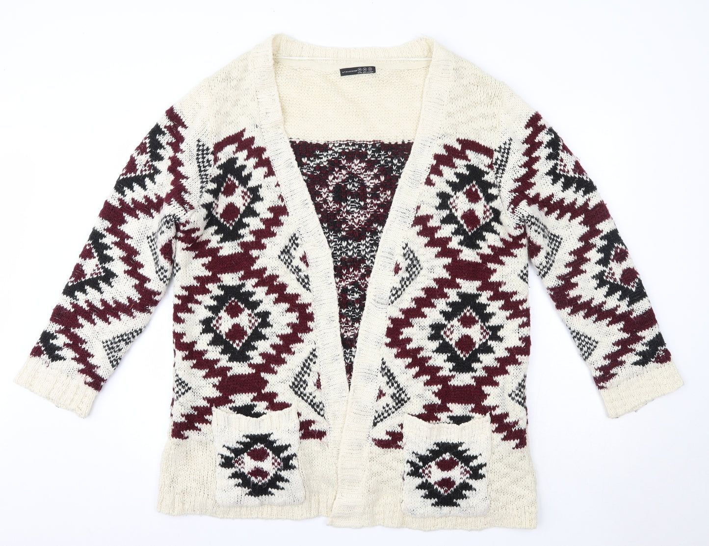Primark Womens Multicoloured V-Neck  Acrylic Cardigan Jumper Size M