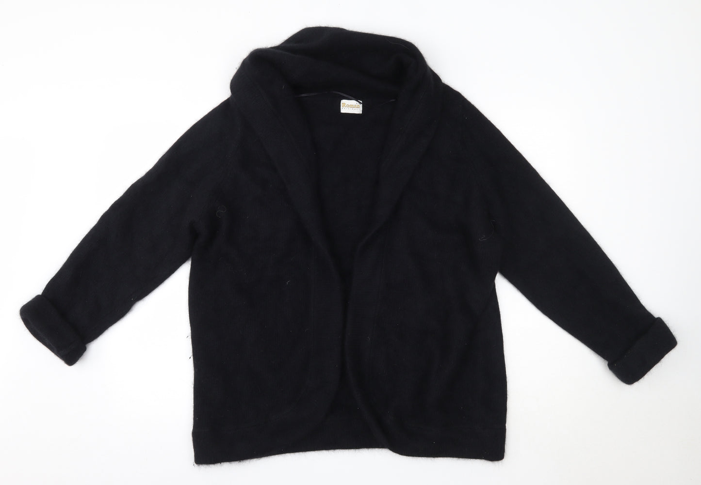 Roman Originals Womens Black V-Neck  Angora Cardigan Jumper Size L