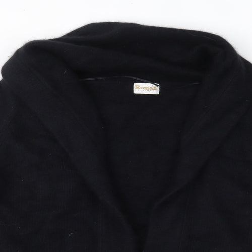 Roman Originals Womens Black V-Neck  Angora Cardigan Jumper Size L