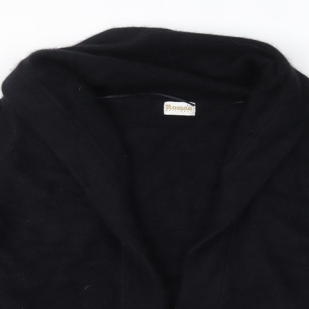 Roman Originals Womens Black V-Neck  Angora Cardigan Jumper Size L