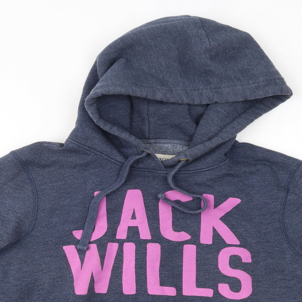 Jack Wills Womens Blue  Cotton Pullover Hoodie Size 12