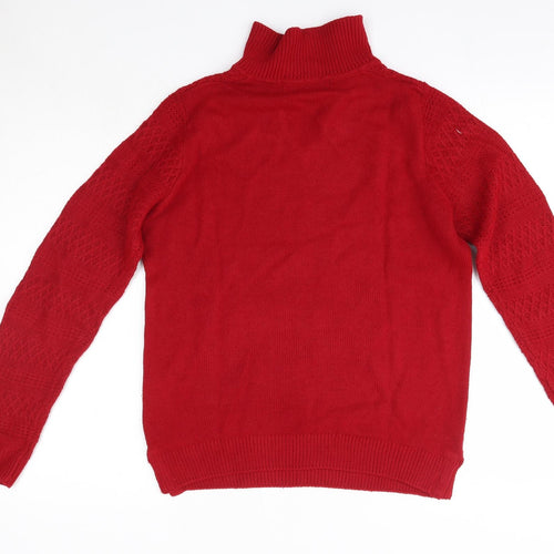 Isle Womens Red Collared  Acrylic Pullover Jumper Size S