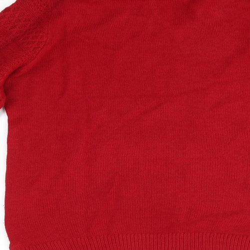Isle Womens Red Collared  Acrylic Pullover Jumper Size S