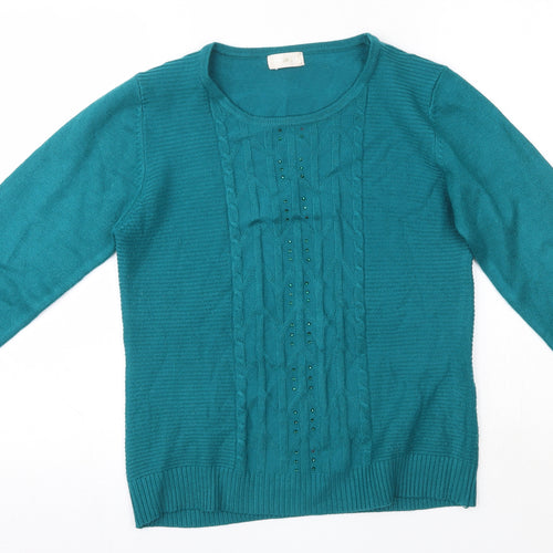 Paramour Womens Green Round Neck  Viscose Pullover Jumper Size M