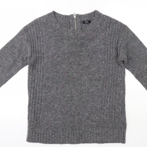 F&F Womens Grey Round Neck  Acrylic Pullover Jumper Size 12