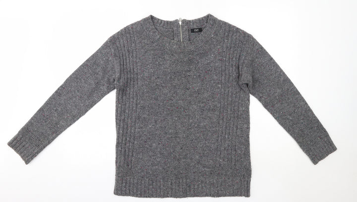 F&F Womens Grey Round Neck Acrylic Pullover Jumper Size 12