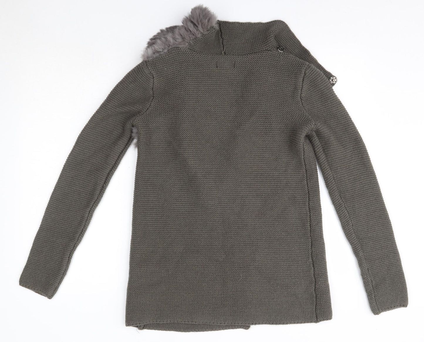 James Lakeland Womens Grey V-Neck  Acrylic Cardigan Jumper Size L