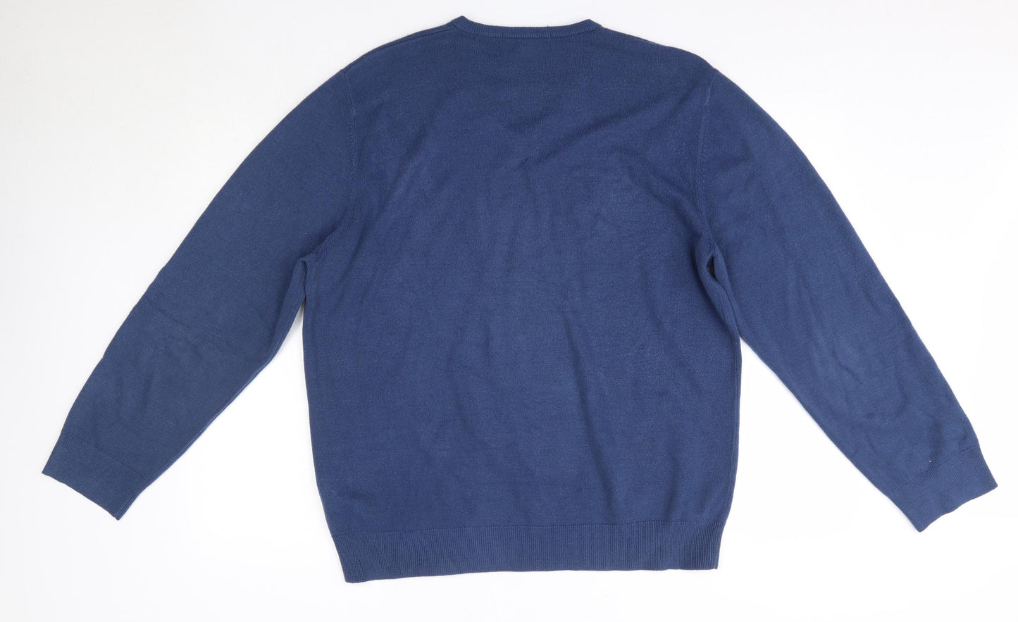 M&S Mens Blue V-Neck  Acrylic Pullover Jumper Size XL