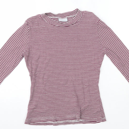 Matalan Girls Purple High Neck Striped Cotton Pullover Jumper Size 13 Years