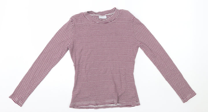 Matalan Girls Purple High Neck Striped Cotton Pullover Jumper Size 13 Years