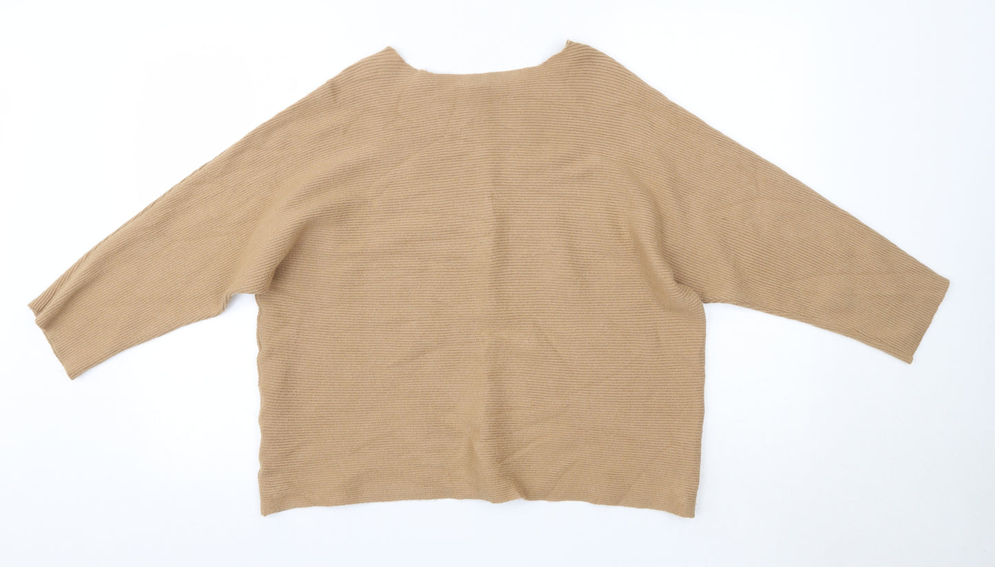 Nutmeg Womens Brown High Neck  Viscose Pullover Jumper Size 14