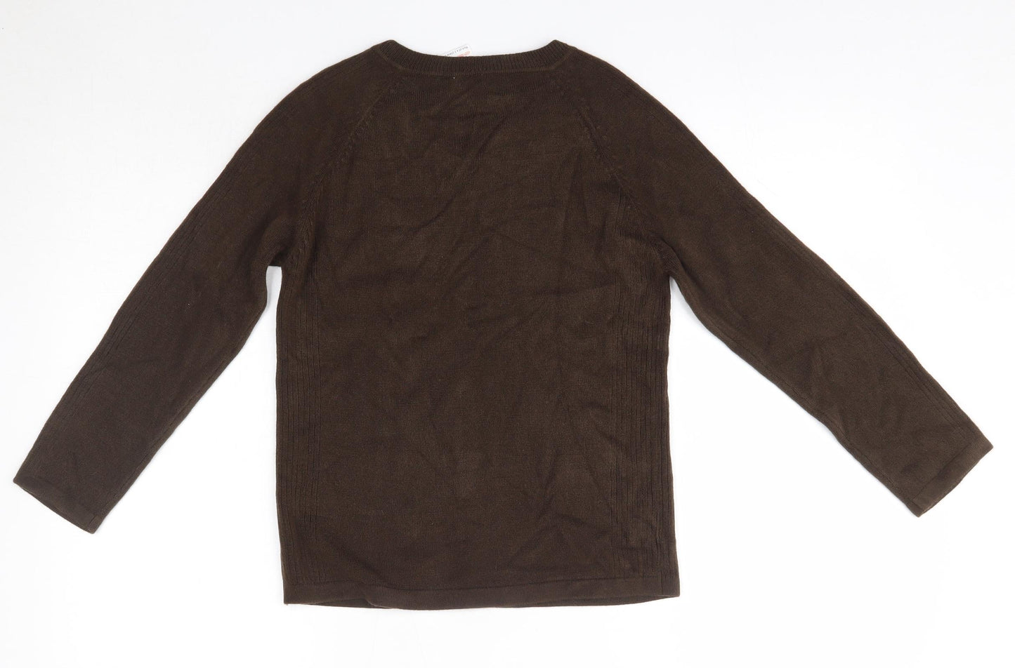 Boyz Unlimited Boys Brown V-Neck  Acrylic Pullover Jumper Size 9-10 Years