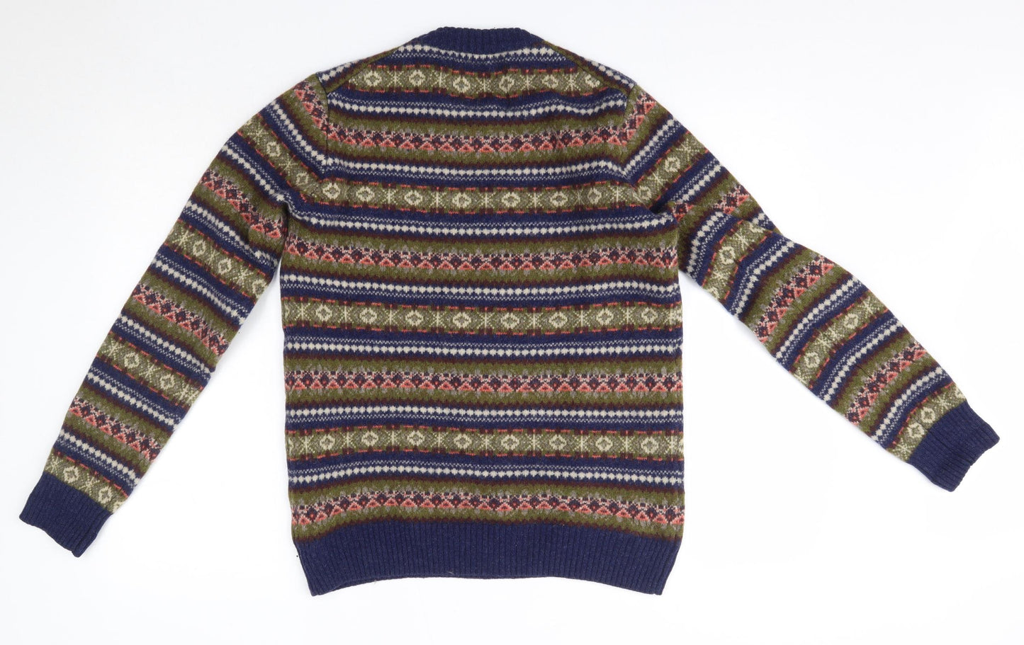 Howick Mens Multicoloured Round Neck Fair Isle Wool Pullover Jumper Size M