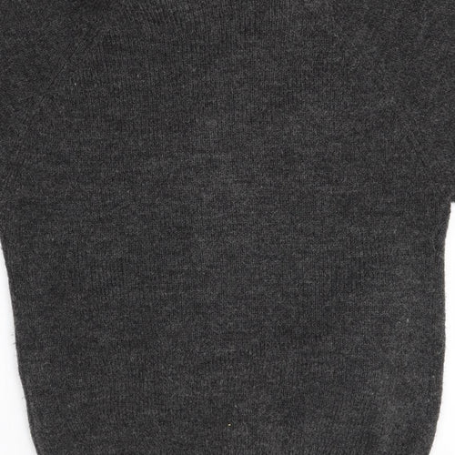 Cherry Womens Grey Roll Neck  Wool Cardigan Jumper Size M