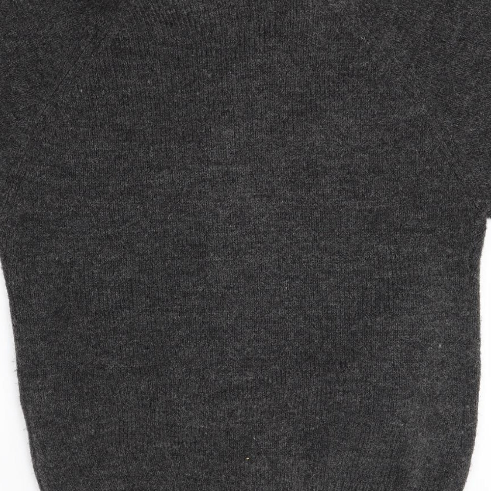 Cherry Womens Grey Roll Neck  Wool Cardigan Jumper Size M